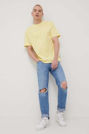 Bavlněné tričko Only & Sons žlutá barva, hladký