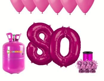 HeliumKing Helium párty set na 80. narozeniny s růžovými balónky