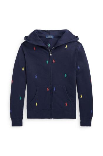 Dětská mikina Polo Ralph Lauren tmavomodrá barva, s kapucí, s aplikací, 323846209007