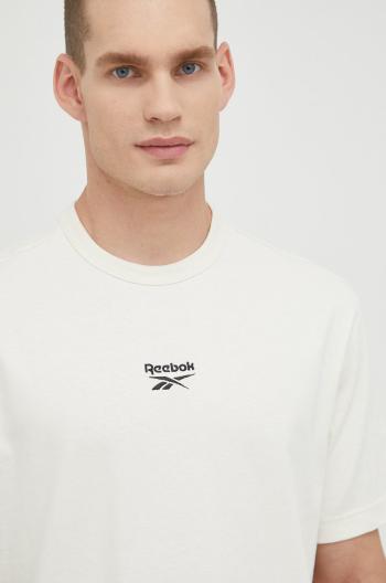 Bavlněné tričko Reebok Classic béžová barva, s aplikací