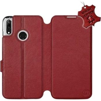 Flip pouzdro na mobil Huawei Y7 2019 - Tmavě červené - kožené -   Dark Red Leather (5903226884124)