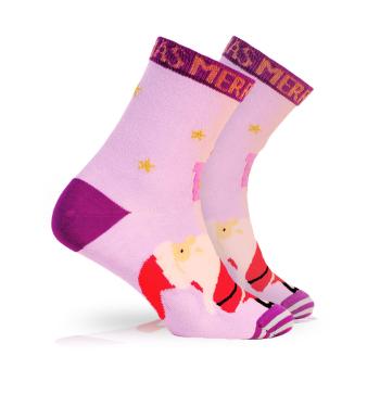 Dětské ponožky s vánočním motivem WOLA SANTA DÁRKY fialové Velikost: 36-38
