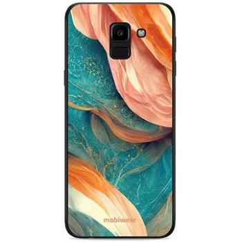 Mobiwear Glossy lesklý pro Samsung Galaxy J6 2018 - G025G - Azurový a oranžový mramor (5904808526784)