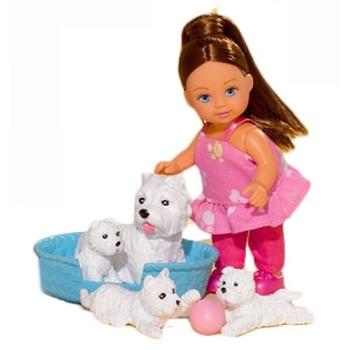 Simba Panenka Evička s domácími mazlíčky Bílá štěňátka