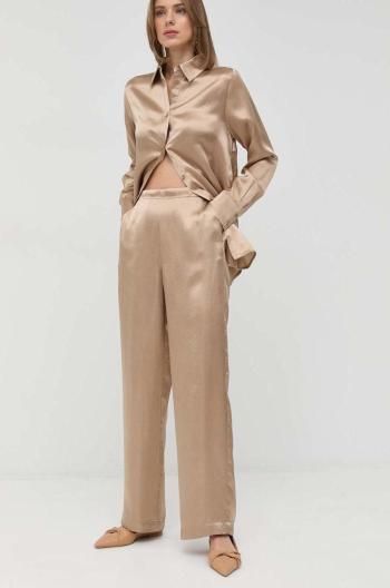 Kalhoty Max Mara Leisure dámské, zlatá barva, jednoduché, high waist