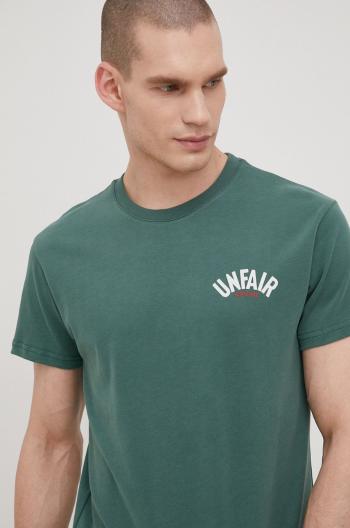 Bavlněné tričko Unfair Athletics zelená barva, hladký