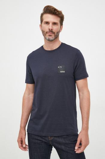 Bavlněné tričko Armani Exchange tmavomodrá barva, s aplikací