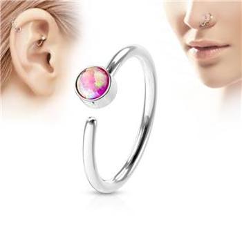 Šperky4U Piercing do nosu/ucha kruh, opál růžový - N0036-OP22