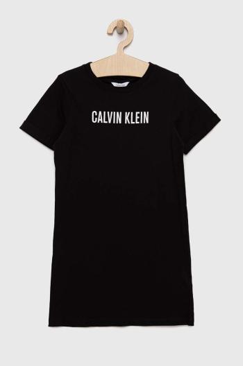 Bavlněné plážové šaty Calvin Klein Jeans černá barva