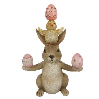 Dekorace králíka a ptáčka s velikonočními vajíčky - 11*6*16 cm 6PR3329
