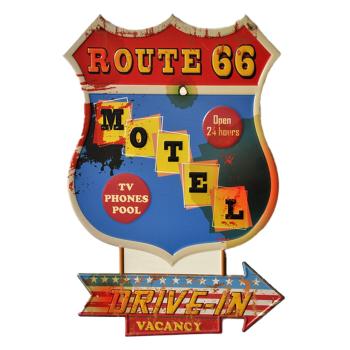 Nástěnná kovová cedule Motel Route 66 - 43*1*63 cm 5Y1084