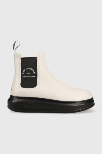 Kožené kotníkové boty Karl Lagerfeld Kapri dámské, béžová barva, na platformě