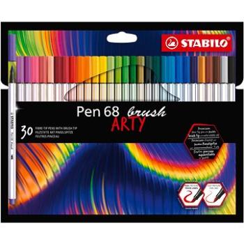 STABILO Pen 68 brush s flexibilním štětcovým hrotem, pouzdro 30 barev (4006381578219)