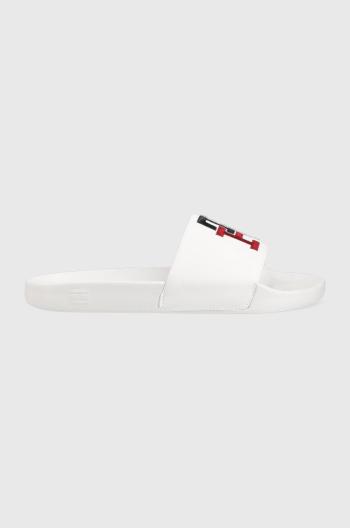 Pantofle Tommy Hilfiger TH RAISED EMBROIDERY POOL SLIDE pánské, bílá barva