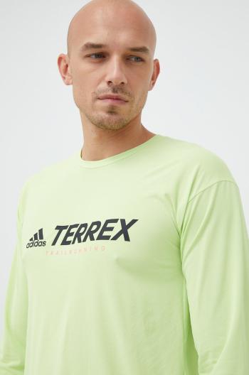 Sportovní dlouhý rukáv adidas TERREX Trail zelená barva, s potiskem