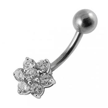 Šperky4U Stříbrný piercing do pupíku - kytička - BP01018-C