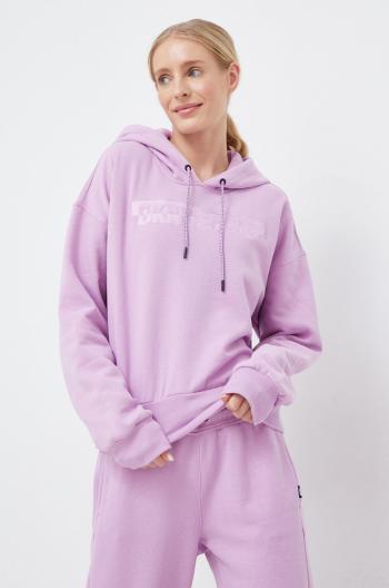 Mikina Dkny dámská, fialová barva, s kapucí, s aplikací