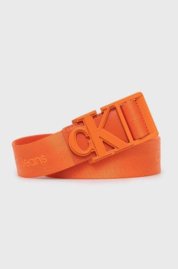 Pásek Calvin Klein Jeans pánský, oranžová barva