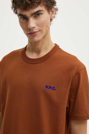 Bavlněné tričko A.P.C. t-shirt boxy petit vpc hnědá barva, COHBQ.H26391