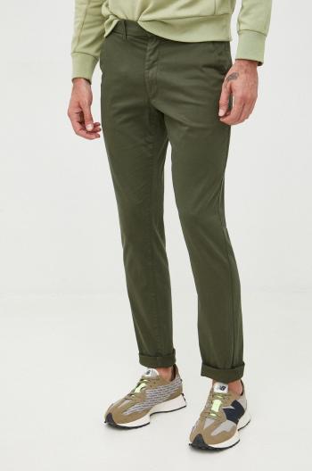 Kalhoty Calvin Klein pánské, zelená barva, ve střihu chinos
