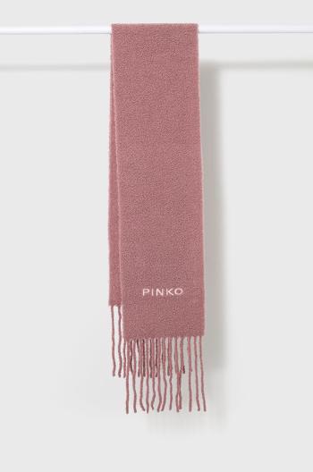 Vlněná šála Pinko růžová barva, s aplikací