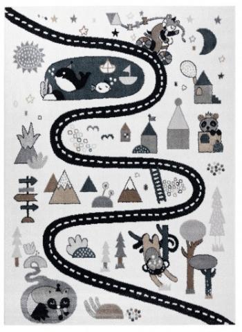 Dywany Łuszczów Dětský kusový koberec Fun Route Street animals cream - 180x270 cm Béžová