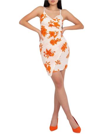 Bílé mini šaty s oranžovými květy vel. ONE SIZE