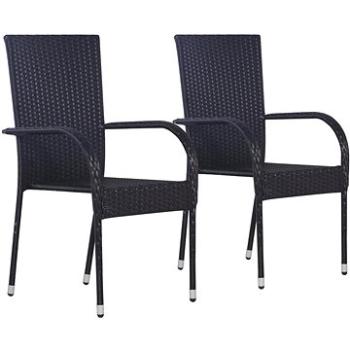 Stohovatelné zahradní židle 2 ks polyratan černé 44238 (44238)