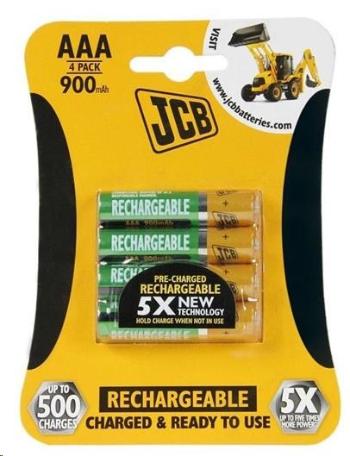 JCB RTU NiMH AAA/R03, 900mAh, přednabitá, blistr 4 ks