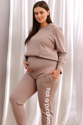 Béžové těhotenské teplákové kalhoty SPO4238