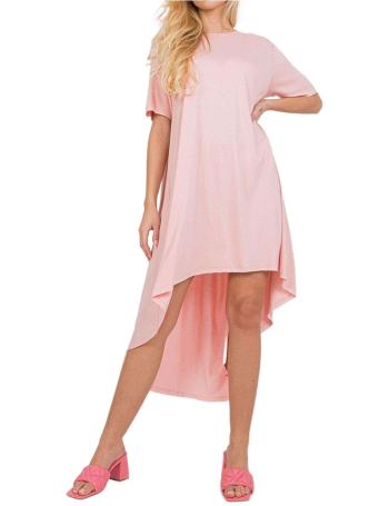 Světle růžové volné asymetrické šaty casandra s krátkým rukávem vel. L/XL