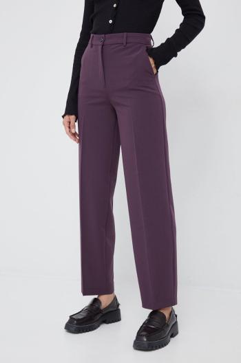 Kalhoty Sisley dámské, fialová barva, široké, high waist