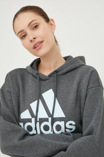 Mikina adidas dámská, šedá barva, s potiskem