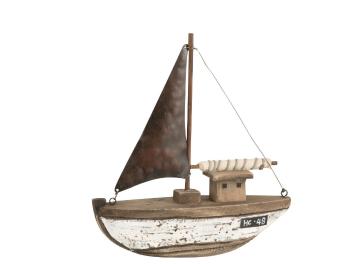 Dřevěná dekorace přírodní loďka Boat S - 20*6*21 cm 11064