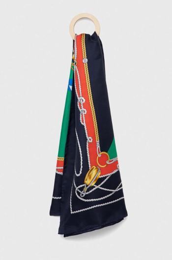 Hedvábný šátek Lauren Ralph Lauren tmavomodrá barva