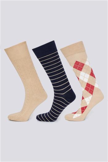 PONOŽKY GANT D1. ARGYLE SOCKS 3-PACK hnědá 40/42