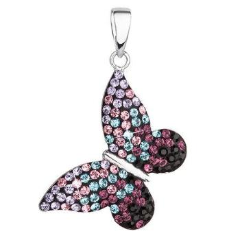Stříbrný přívěsek s krystaly Swarovski mix barev motýl 34192.3 magic violet, Multicolor
