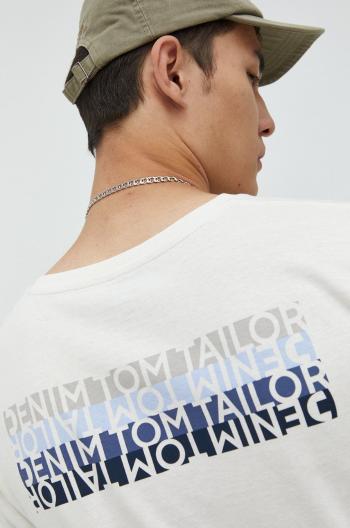 Bavlněné tričko Tom Tailor béžová barva, s potiskem