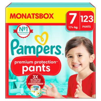 Pampers Premium Protection Pants, velikost 7, 17kg+, měsíční balení (1x 123 plen