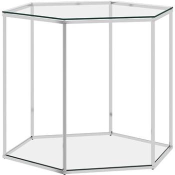 SHUMEE Konferenční stolek stříbrný 60 × 53 × 50 cm nerezová ocel a sklo, 289039 (289039)
