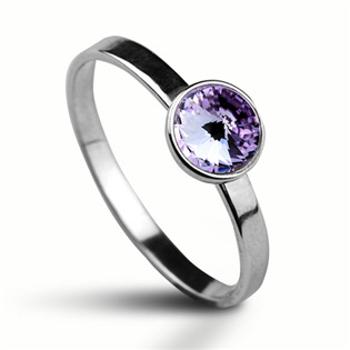 NUBIS® Stříbrný prsten s kamenem Crystals from Swarovski®, barva: VIOLET - velikost 54 - CS5940-V-54