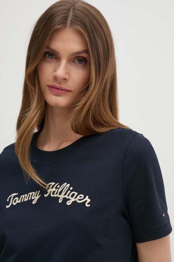 Bavlněné tričko Tommy Hilfiger tmavomodrá barva, WW0WW42589