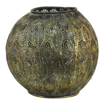 Zlatý antik kovový svícen s ornamenty - Ø 23*21 cm 6Y4537