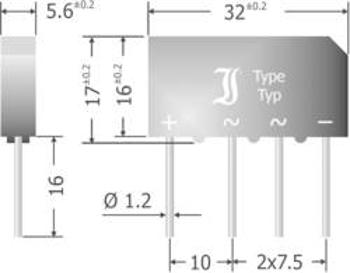 Křemíkový můstkový usměrňovač Diotec B500C7000-4000A, U(RRM) 1000 V, 4 A, SIL