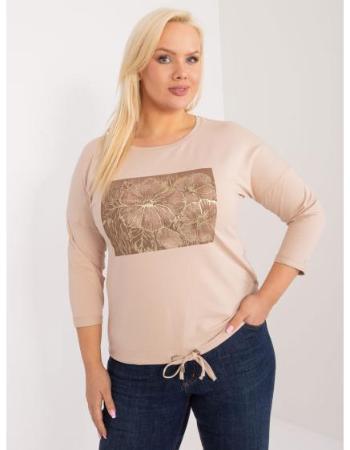 Dámská halenka plus size s 3/4 rukávy béžová