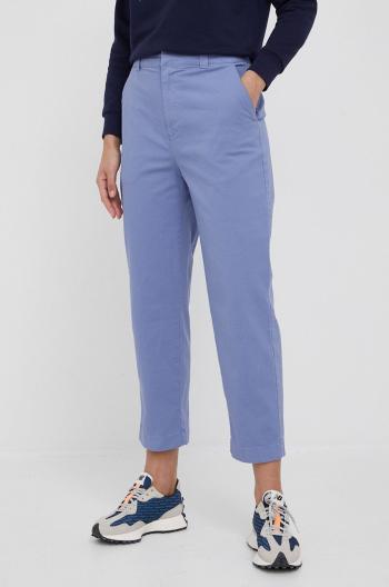 Kalhoty GAP dámské, fialová barva, jednoduché, high waist