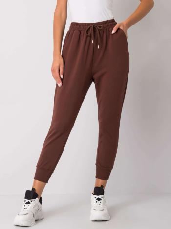 TMAVĚ HNĚDÉ DÁMSKÉ TEPLÁKY FA-DR-6388-1.91-DARK BROWN Velikost: S/M