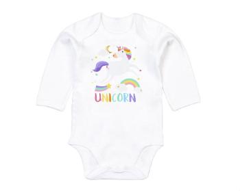 Dětské body dlouhý rukáv BIO Flying unicorn