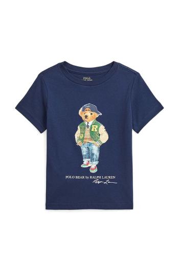 Dětské bavlněné tričko Polo Ralph Lauren tmavomodrá barva, s potiskem, 322853828039