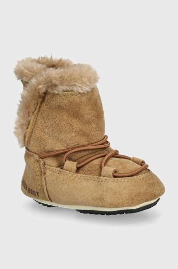 Dětské semišové sněhule Moon Boot CRIB SUEDE hnědá barva, 80D3401030